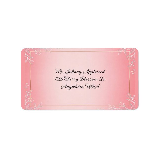 Bubblegum Blush Wedding  Adressetikett (Framsidan)