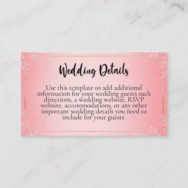 Bubblegum Blush Wedding Enclosure Cards Tilläggskort (Framsida)