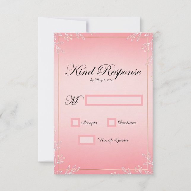 Bubblegum Blush Wedding RSVP Cards OSA Kort (Framsida)