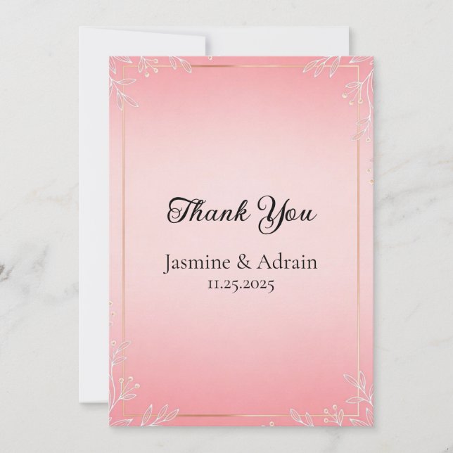 Bubblegum Blush Wedding Tack Kort (Framsida)