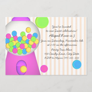 Bubblegum Candy Birthday Inbjudningar