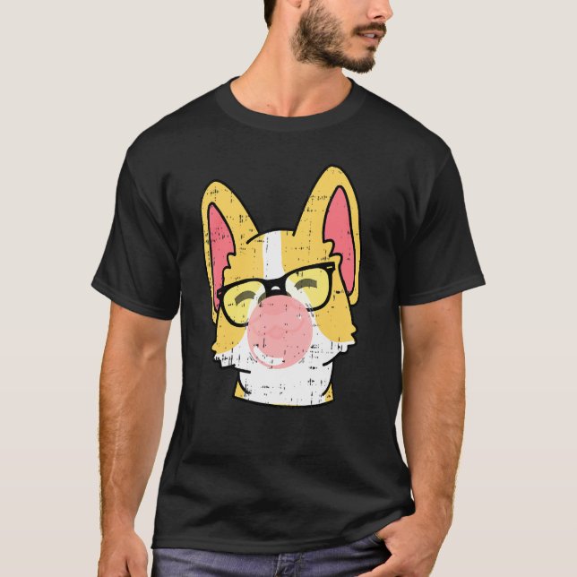Bubblegum Corgi Söt Djur Halloweenidé T Shirt (Framsida)