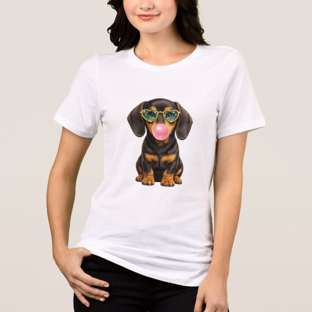 Bubblegum Dachshund Dam Grafik T Shirt (Framsida)