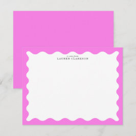 Bubblegum Pink Wavy Frame Note Card Inbjudningar