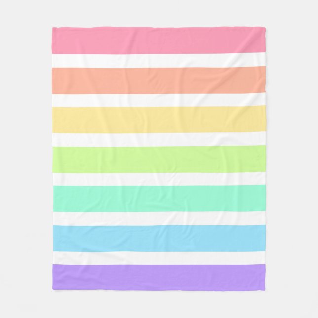 Bubblegum regnbåge och vitt rand fleecefilt (Framsidan)