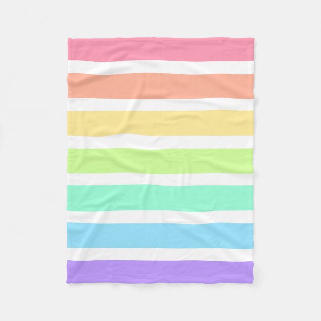 Bubblegum regnbåge och vitt rand fleecefilt (Framsidan)