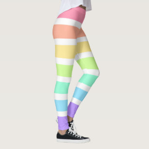 Bubblegum regnbåge och vitt rand leggings