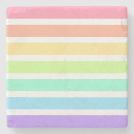 Bubblegum regnbåge och vitt rand stenunderlägg