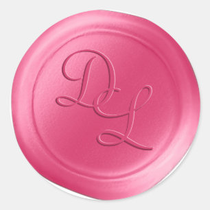 Bubblegum Rosa 2 Brev Monogram Vax sätesStickers Runt Klistermärke