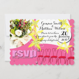 Bubblegum Rosa Bröllopsinbjudan RSVP OSA Kort