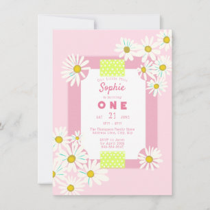 Bubblegum Rosa Daisy Ram Little Miss En dag Inbjudningar