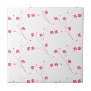Bubblegum Rosa Flowers, Small Blommigt Print Kakelplatta