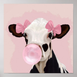 Bubblegum Rosa Girly Cow Poster
