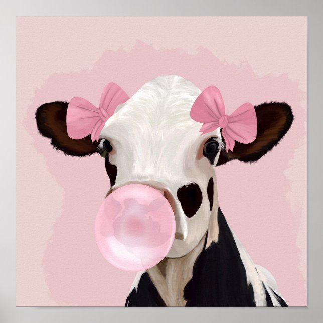 Bubblegum Rosa Girly Cow Poster (Framsidan)