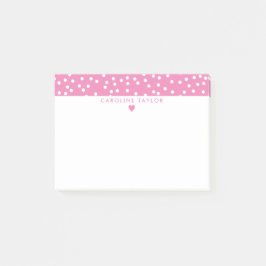Bubblegum Rosa Heart & Dots Cute Girly Post-it Block