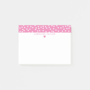 Bubblegum Rosa Heart & Dots Cute Girly Post-it Block