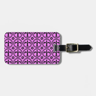 Bubblegum Rosa och svart Fleur De Lis Mönster Bagagebricka