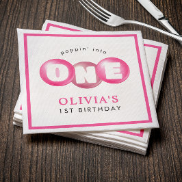 Bubblegum Rosa Poppin Girl 1 Birthday Party Pappersservett