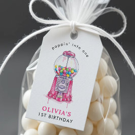 Bubblegum Rosa Poppin Girl 1 Birthday Party Presentetikett