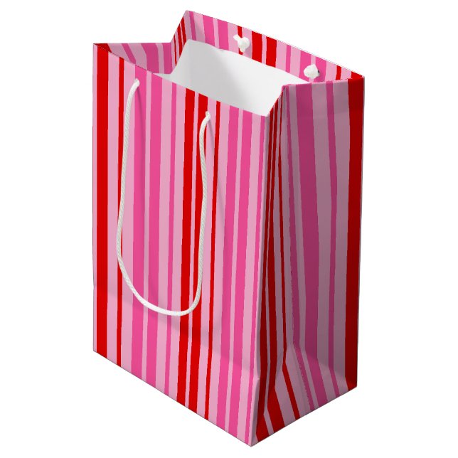 Bubblegum Rosa Röda Vertikala Randiga Design   (Framsidan Vinklad)