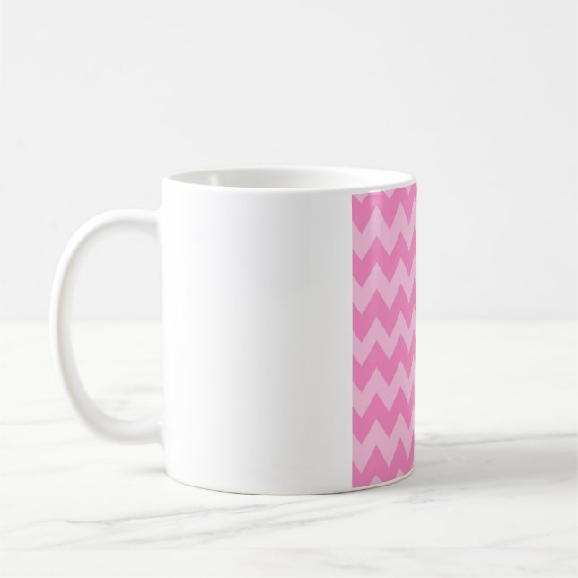 Bubblegum Rosa Sicksack – Tvåtons Sicksackmönster Kaffemugg (Vänster)
