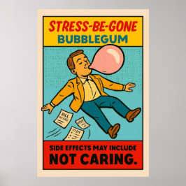 Bubblegum stressa-Borta - Tecknad för Retro Poster