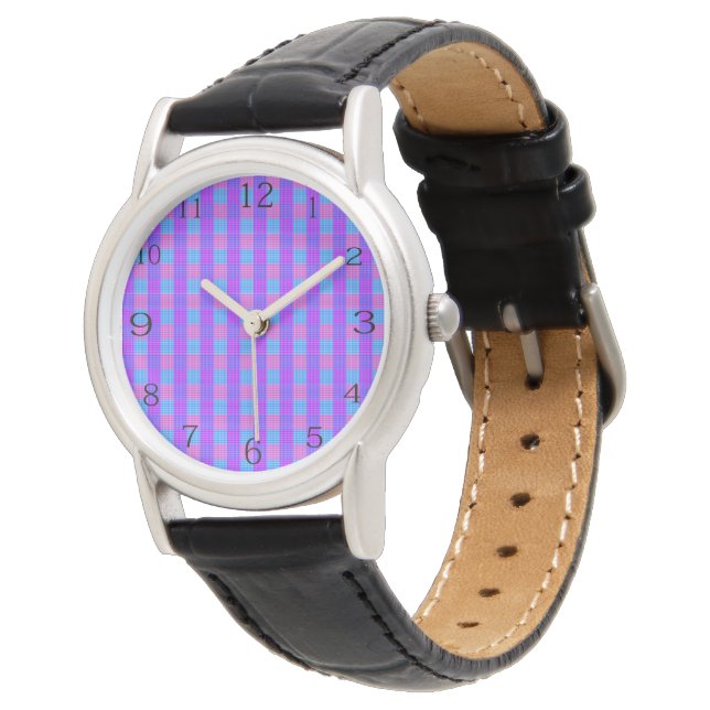 Bubblegum Tartan Print, Armbandsur (Vinklad)