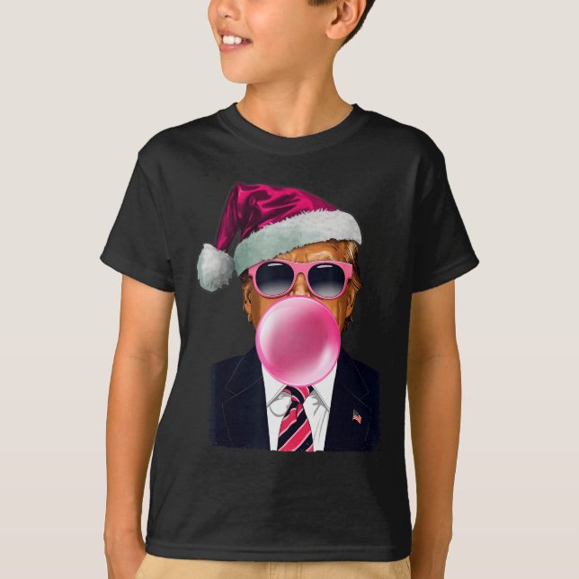 Bubblegum Trump Blåser Bubble Gum Jul Rosa  T Shirt (Framsida)