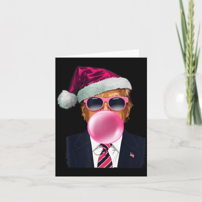 Bubblegum Trump Blowing Bubble Gum Christmas Nk Tr Kort (Framsida)