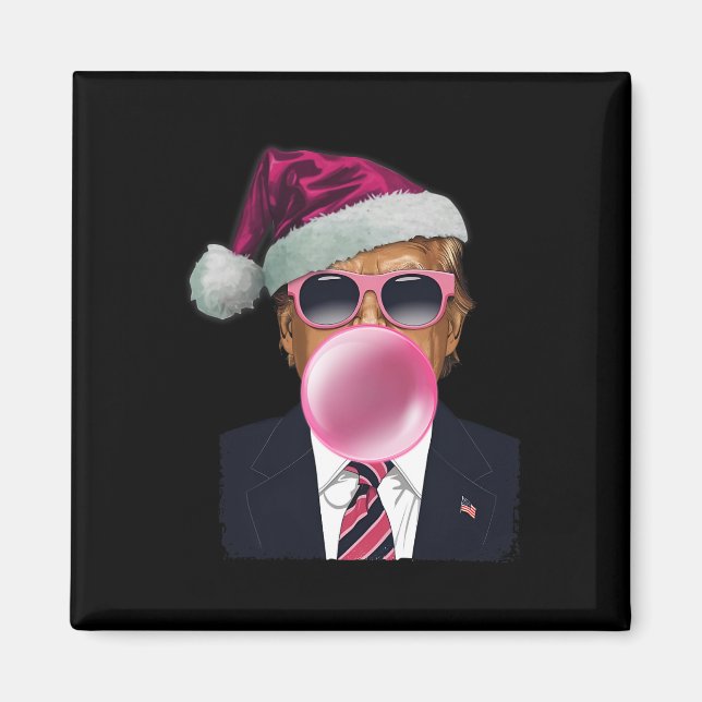 Bubblegum Trump som blåser bubbelgum jul rosa  Magnet (Framsidan)