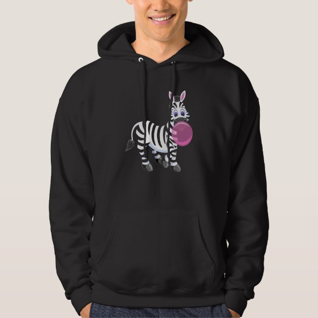 Bubblegum Zebra Cute Zoo Animal Hoodie (Framsida)
