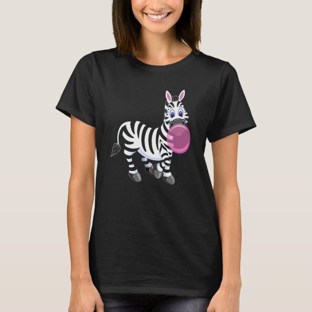 Bubblegum Zebra Cute Zoo Animal T Shirt (Framsida)