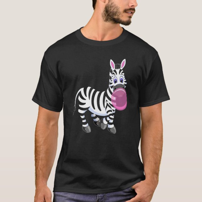 Bubblegum Zebra Cute Zoo Animal T Shirt (Framsida)