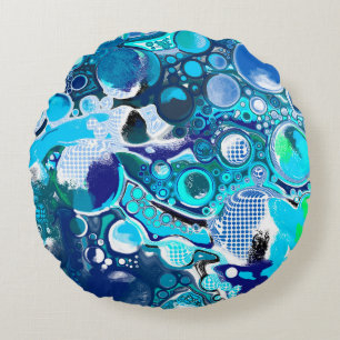 Bubbles Abstrakt Art Rund Kudde