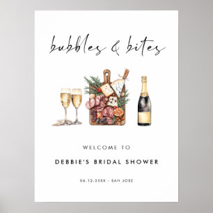 Bubbles and Bites Bröllopsfest Välkommen Poster