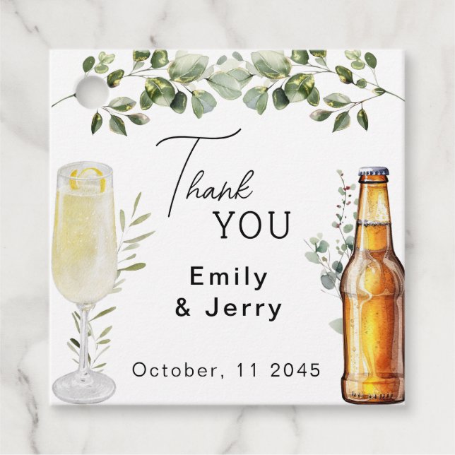 Bubbles and Breews Möhippa Tack Gåvor Etiketter (Framsida)