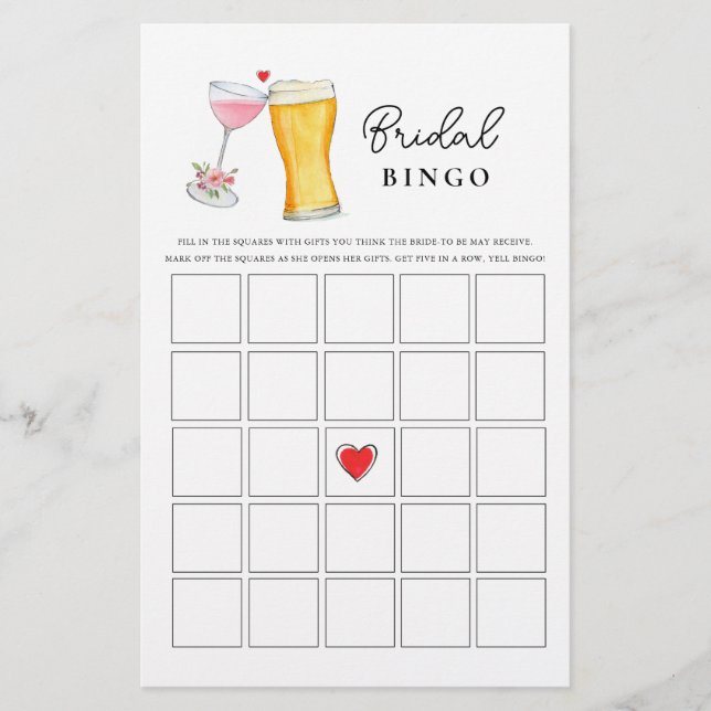 Bubbles and Brew Couple's Shower Bingo-spel (Framsida)