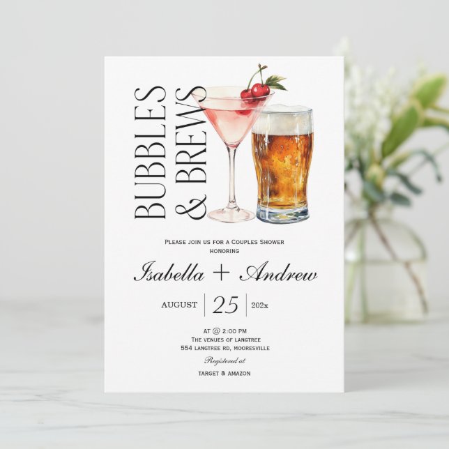 Bubbles and Brews Förlovningsfest-inbjudan Inbjudningar (Stående Fram)