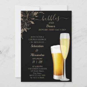 Bubbles and Brews Par Shower-inbjudan för blommigt Inbjudningar