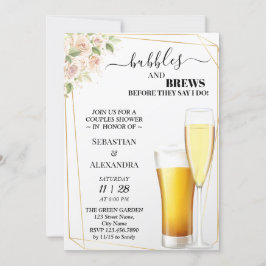 Bubbles and Brews Par Shower-inbjudan för blommigt Inbjudningar