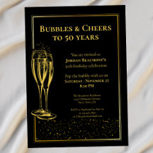 Bubbles and Cheers Black Guld 50:e Födelsedagsfest