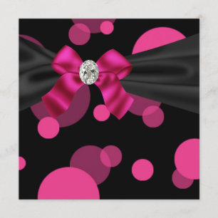 Bubbles Black Tie Party Rosa Svart Festinlig Invit Inbjudningar