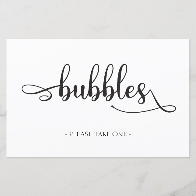 "Bubbles" Black White-minimalisttecken Bröllop (Framsida)