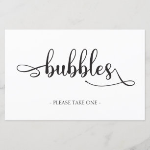 "Bubbles" Black White-minimalisttecken Bröllop