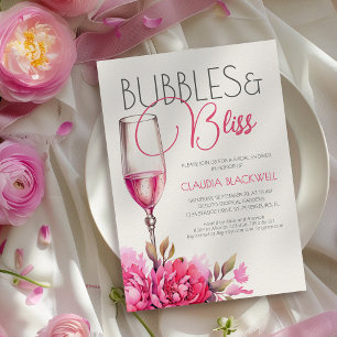 Bubbles Bliss Magenta Champagne Möhippa Inbjudningar