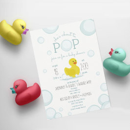 Bubbles Blue Baby Shower för gummi i Anka Inbjudningar