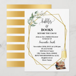 Bubbles & Books Before I Do Greenery Gold Shower Inbjudningar