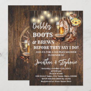Bubbles Boots & Brew Innan jag gör solros Western Inbjudningar