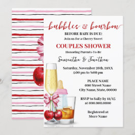 Bubbles & Bourbon before Baby due Cherry Shower Inbjudningar
