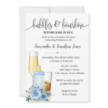 Bubbles & Bourbon före Baby due Blue Baby Shower
